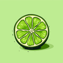 Simple graphic of a ripe Lime fruit. Flat clean cartoon 2D illustration style