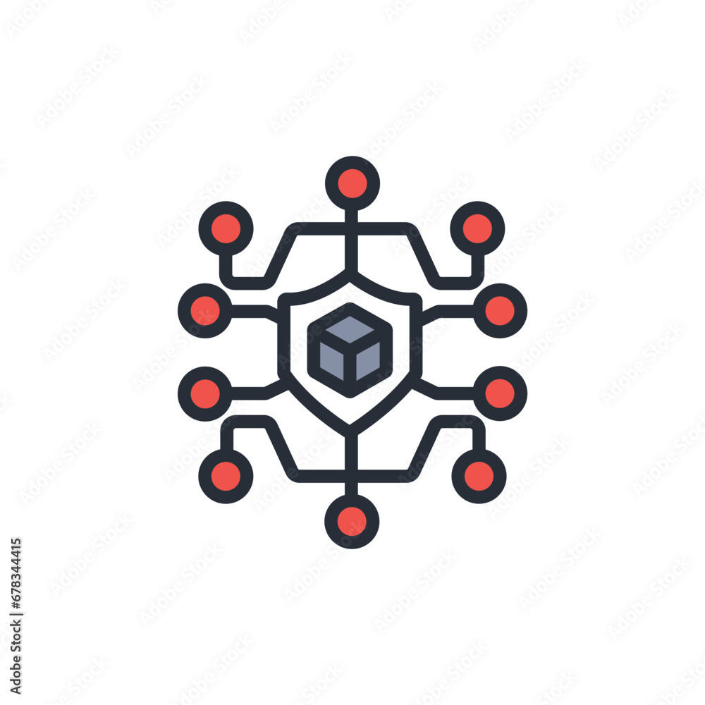 Poster blockchain icon. vector.editable stroke.linear style sign for use web design,logo.symbol illustratio