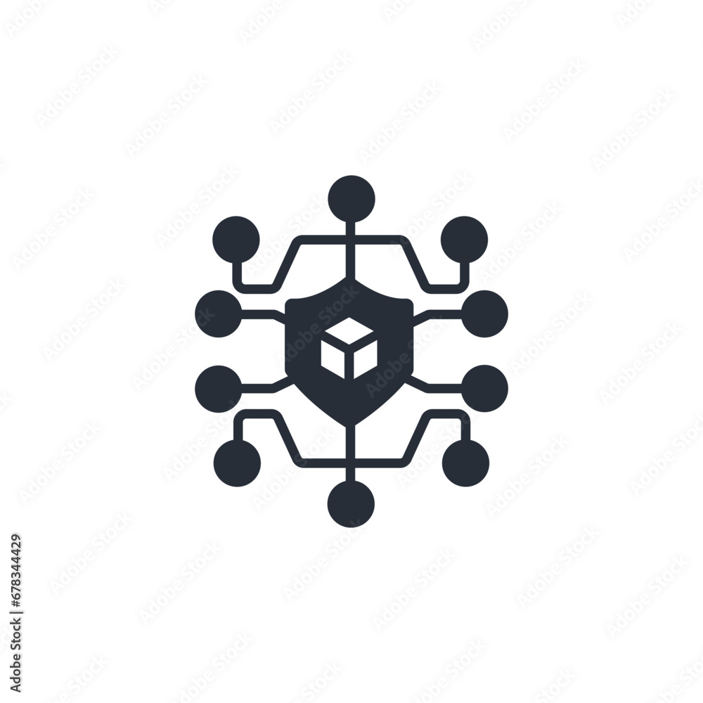 Poster blockchain icon. vector.editable stroke.linear style sign for use web design,logo.symbol illustratio
