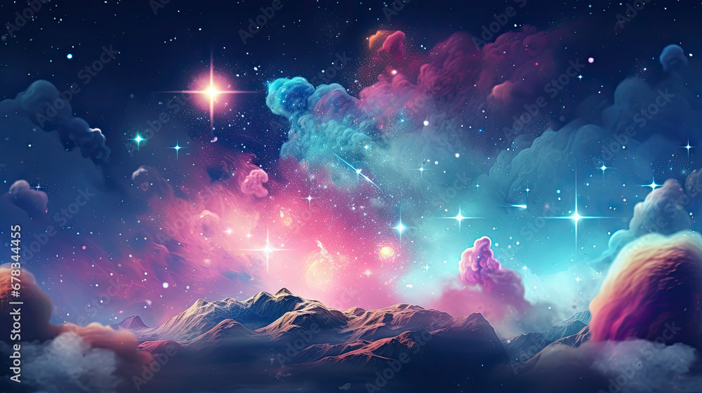 Wall mural background with pastel cosmic space nebula sky astronomy - by generative ai