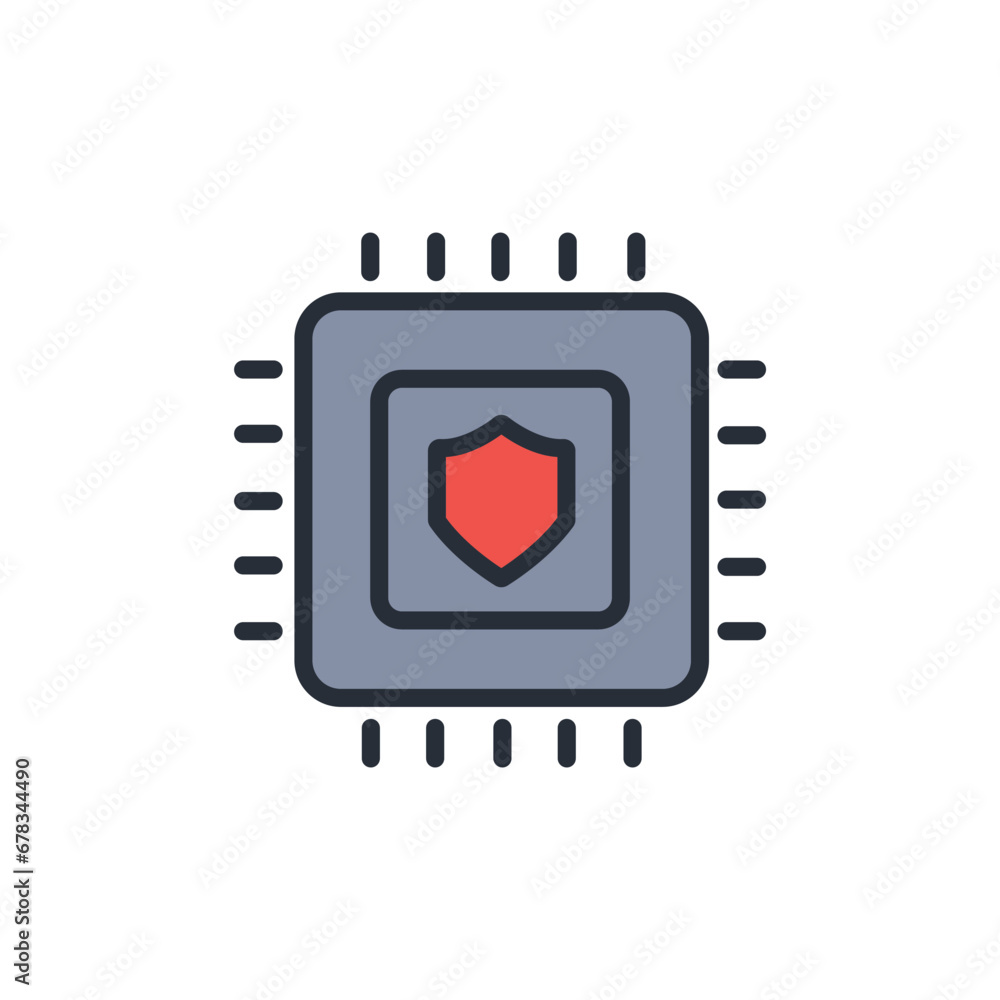 Poster cpu icon. vector.editable stroke.linear style sign for use web design,logo.symbol illustration.