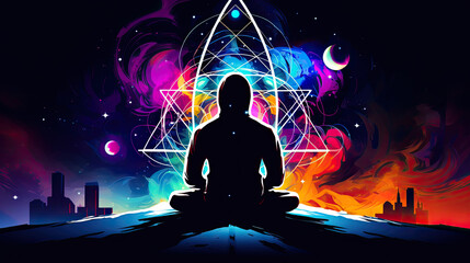 spiritual consciousness meditation prana chakra breathwork psychedelic new age - by generative ai