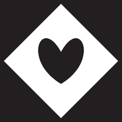 Heart icon vector. Love logo design. Heart vector icon illustration in rhombus isolated on black background