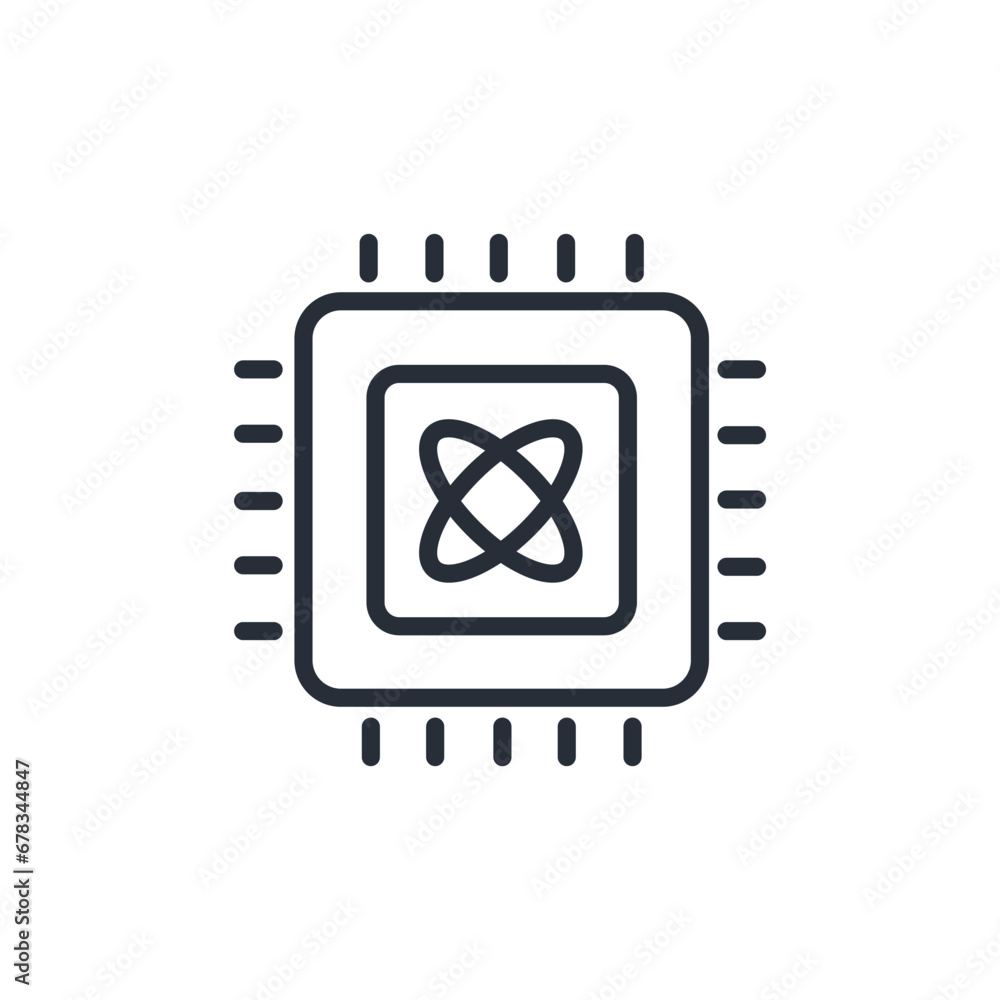 Poster quantum computing icon. vector.editable stroke.linear style sign for use web design,logo.symbol illu