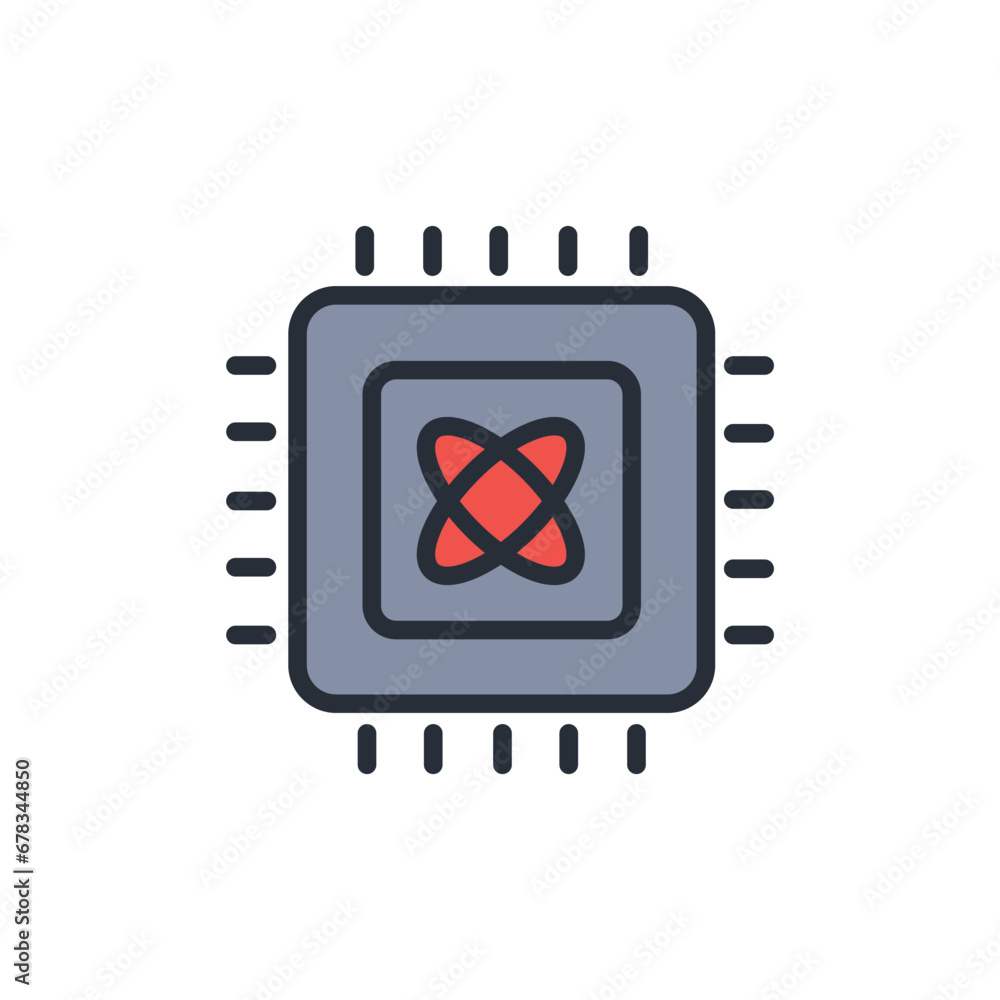 Poster quantum computing icon. vector.editable stroke.linear style sign for use web design,logo.symbol illu