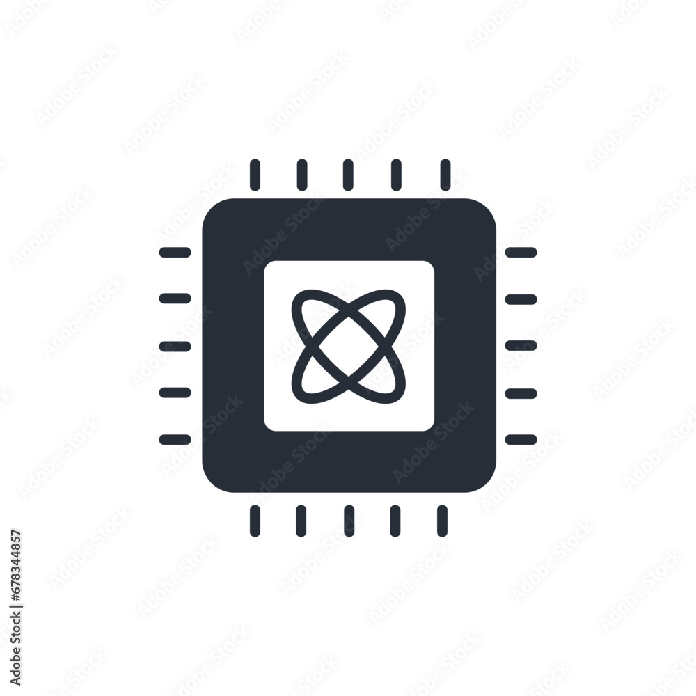 Poster quantum computing icon. vector.editable stroke.linear style sign for use web design,logo.symbol illu