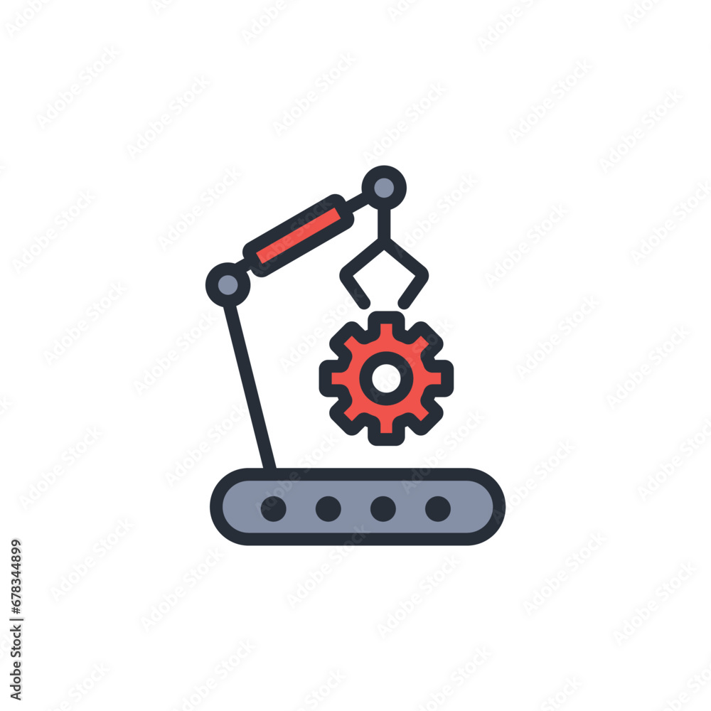 Poster robotic arm icon. vector.editable stroke.linear style sign for use web design,logo.symbol illustrati