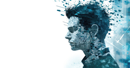 blue silhouette technology futuristic AI digital cyberspace metaverse - by generative ai