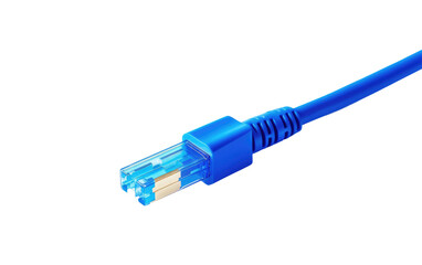 Blue Shinning Cable with Ports on a Clear Surface or PNG Transparent Background.