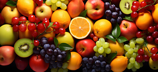 assortment of  fruits and berries - healthy juicy fresh organic food