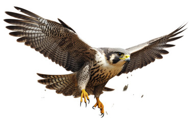 Big Falcon with Long Wings Flying on a Clear Surface or PNG Transparent Background.