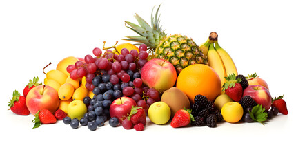 Fruit Selection Background - Tropical Harmony: A Luscious Assortment of Fresh Fruits on an Isolated Background
