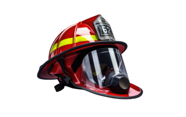 Safety Fire fighter Helmet for Taking Air on a Clear Surface or PNG Transparent Background.