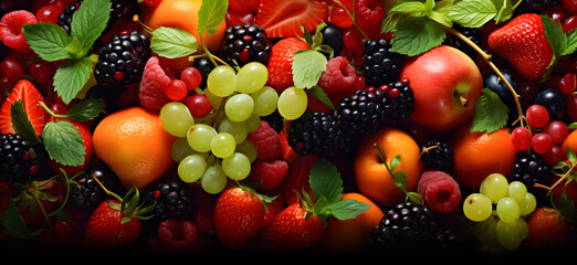 Fruit Selection Background - Harvest of Well-Being: Diverse Mix of Raw Goodies, Ideal for a Nutrient-Rich Diet
