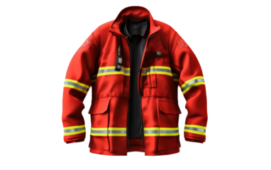 Fire fighter Uniform For Worker in Fire Resistance on a Clear Surface or PNG Transparent Background.