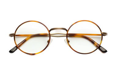 Flaw less Clarity Round Spectacles with Simple Style on a Clear Surface or PNG Transparent Background.