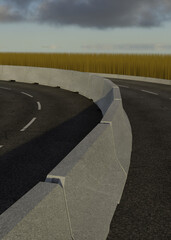 concrete delta blocks, lane dividers on the road