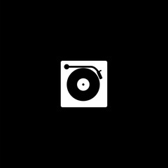 Gramophone icon isolated on black background