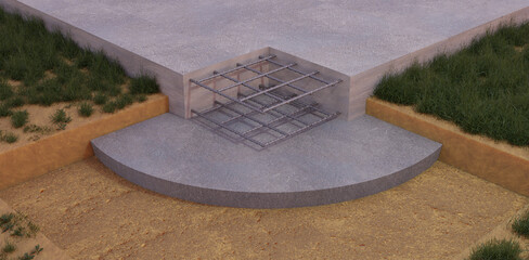Obraz premium construction scheme, layers of concrete and reinforcement
