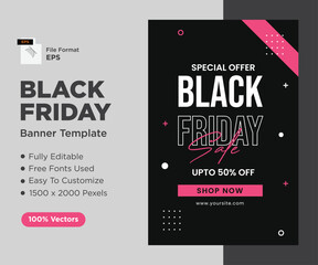 black friday super sale social media banner template