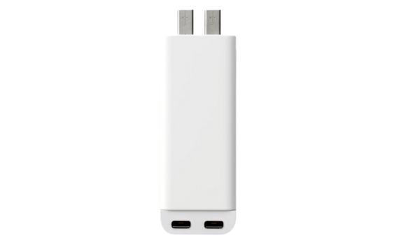Front Panel USB Ports in White Color on a Clear Surface or PNG Transparent Background.
