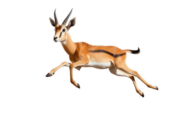 Galloping Gazelle Jumping and Excited on a Clear Surface or PNG Transparent Background. - obrazy, fototapety, plakaty