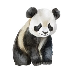 Watercolour illustration with cute panda © MariiaMart