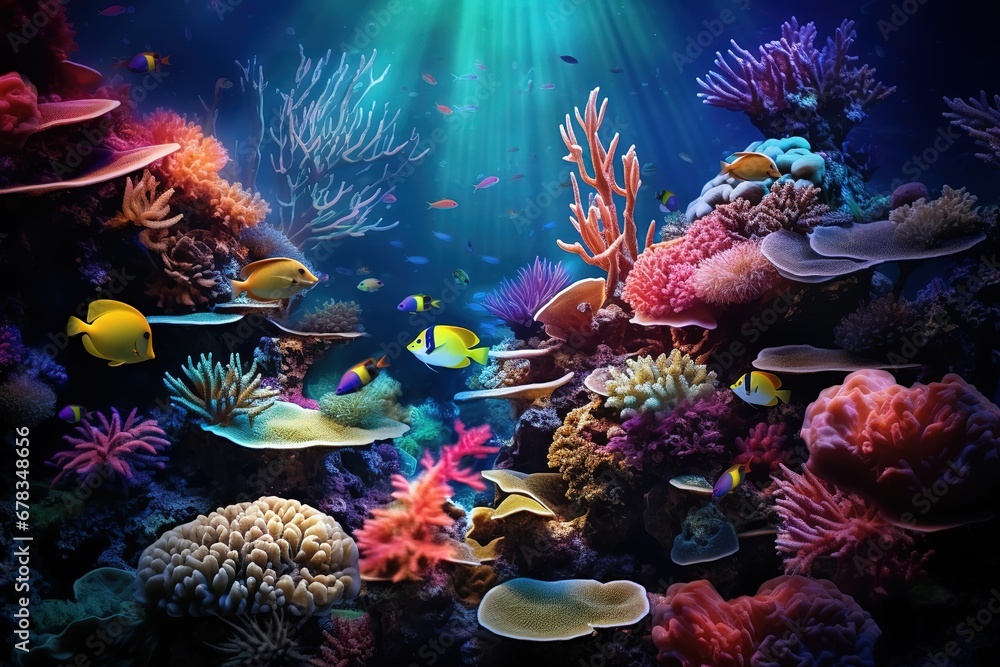 Wall mural coral reef with fish