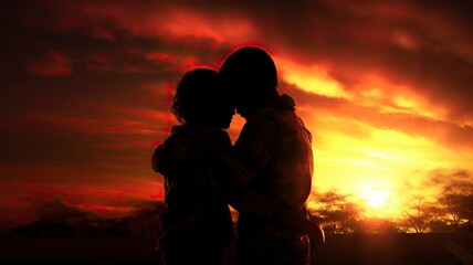 silhouette of a couple in sunset