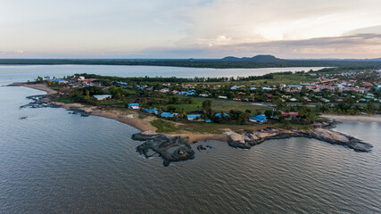 Peaceful evening in Kourou, aerial shot.