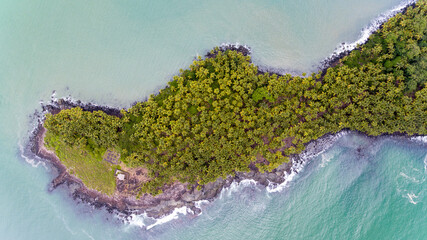 Lush green islands on a tranquil sea French Guiana
