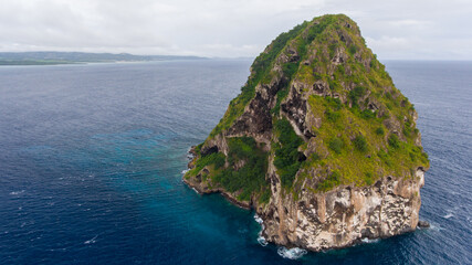 The natural fortress of Diamond Rock by air.