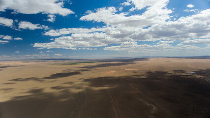 Fototapeta na wymiar Aerial shot of Mongolia's stark, open wilderness.