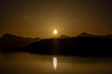 sunset over the lake