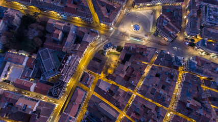 City lights trace Montpellier's evening street grid