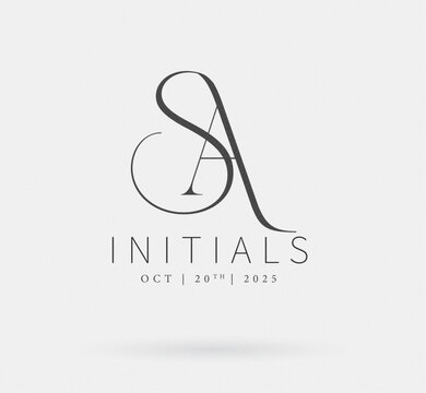 SA letter logo, SA Typography Initial Letter Brand Logo, Minimalist Wedding Monogram Logo, Typographic Line Monogram Logo, SA monogram logo