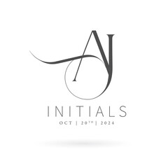 AJ brand logo, AJ letter logo, AJ Typography Initial Letter Brand Logo, Minimalist Wedding Monogram Logo, Typographic Line Monogram Logo