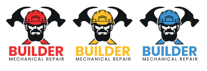  Vector builder or construction worker logo