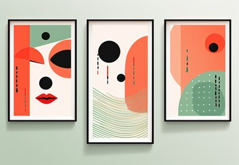 abstract background of art illustration framed in minimalism style, abstract design curve and spot geometry style,  mockup idea, Generative Ai