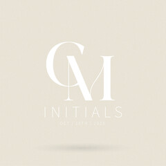 CM brand logo, CM letter logo, CM Typography Initial Letter Brand Logo, Minimalist Wedding Monogram Logo, Typographic Line Monogram Logo