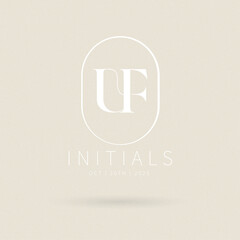 UF brand logo, UF letter logo, UF Typography Initial Letter Brand Logo, Minimalist Wedding Monogram Logo, Typographic Line Monogram Logo