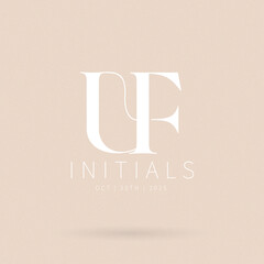 UF letter logo, UF Typography Initial Letter Brand Logo, Minimalist Wedding Monogram Logo, Typographic Line Monogram Logo, UF monogram logo