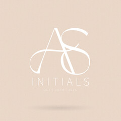 AS brand logo, AS letter logo, AS Typography Initial Letter Brand Logo, Minimalist Wedding Monogram Logo, Typographic Line Monogram Logo