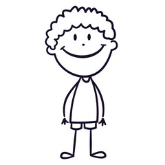Vector illustration in doodle style. Children's drawing of a man. Black and white coloring book . Vector illustration