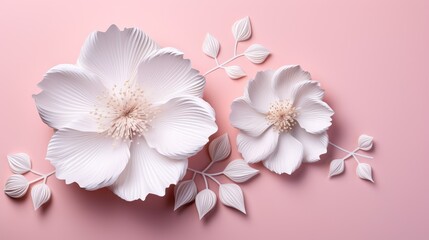 Artistic elegance! Handmade paper art featuring a cut white flower on a pink background.