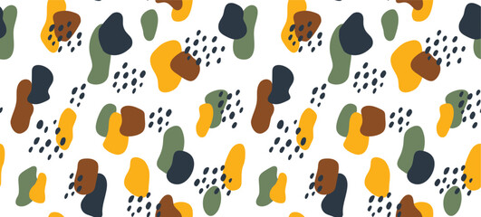 Fototapeta premium Seamless pattern with organic shapes. Abstract vector background in doodle style
