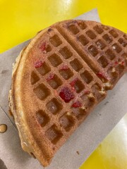 strawberry and peanut butter waffle