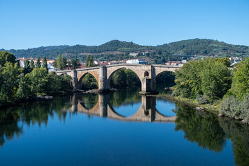 River Minho and the old roman bridge of Ourense. Galicia, Spain