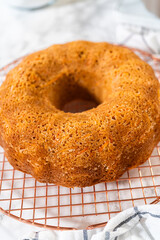 Cooling Delight: Freshly Baked Carrot Bundt Cake