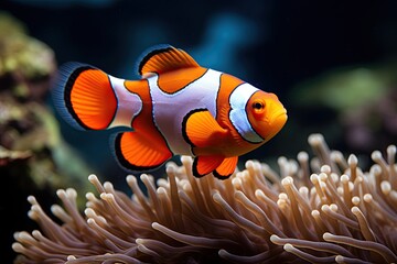 Naklejka na ściany i meble Clownfish in the ocean. Ai Generative